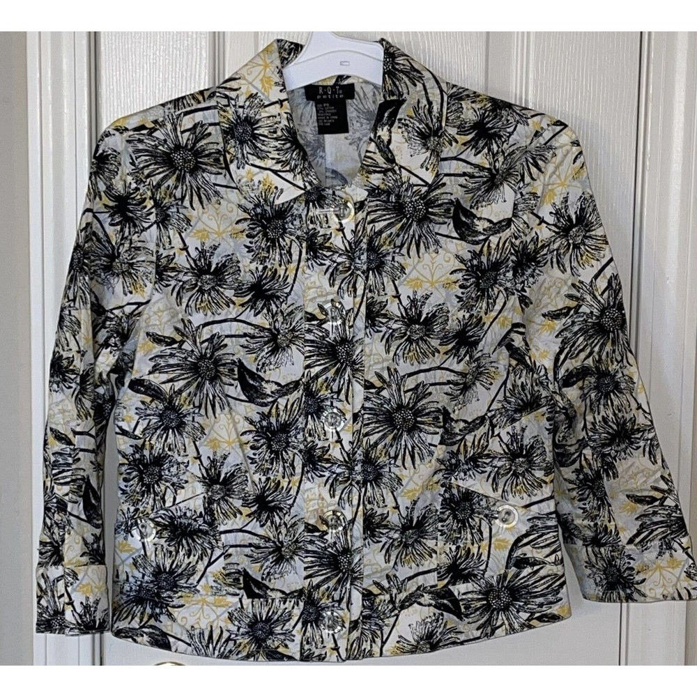 RQT Petite Size Petite Small Women’s Jacket Blazer Sunflower Pattern Lightweight - Picture 7 of 8